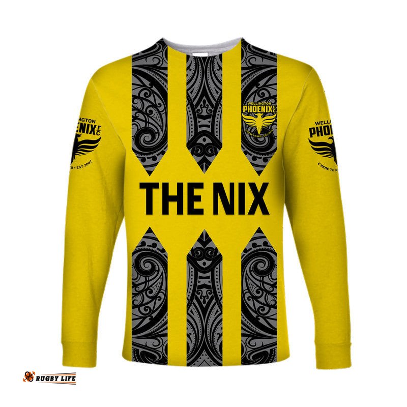 Custom Personalised Wellington Phoenix The Nix Maori Long Sleeve T-shirt Soccer Club Original Style Yellow
