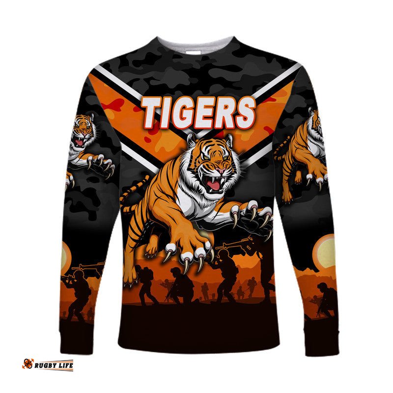 Wests Tigers ANZAC Long Sleeve T-shirt Simple Style