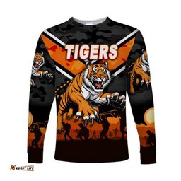 Wests Tigers ANZAC Long Sleeve T-shirt Simple Style