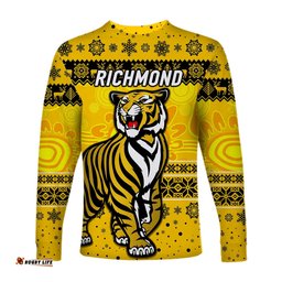 Richmond Tigers Long Sleeve T-shirts Christmas Simple Style Yellow