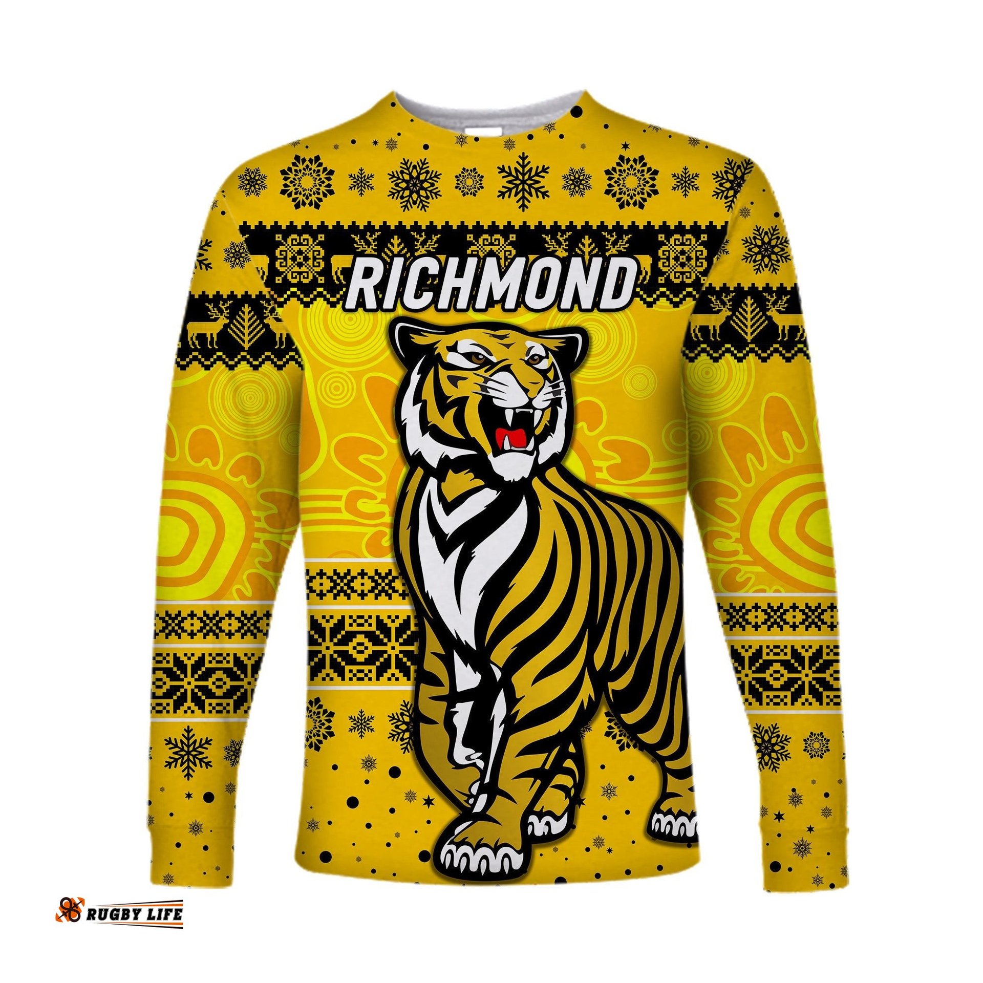Richmond Tigers Long Sleeve T-shirts Christmas Simple Style Yellow