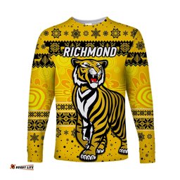 Richmond Tigers Long Sleeve T-shirts Christmas Simple Style Yellow