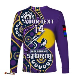 Custom Text And Number Storm Rugby NAIDOC Long Sleeve T-shirt For Our Elders Aboriginal