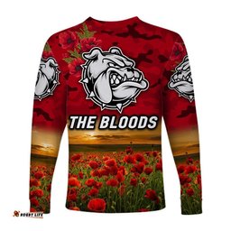 West Football Club Alice Springs ANZAC Long Sleeve T-shirt The Bloods Poppy Red