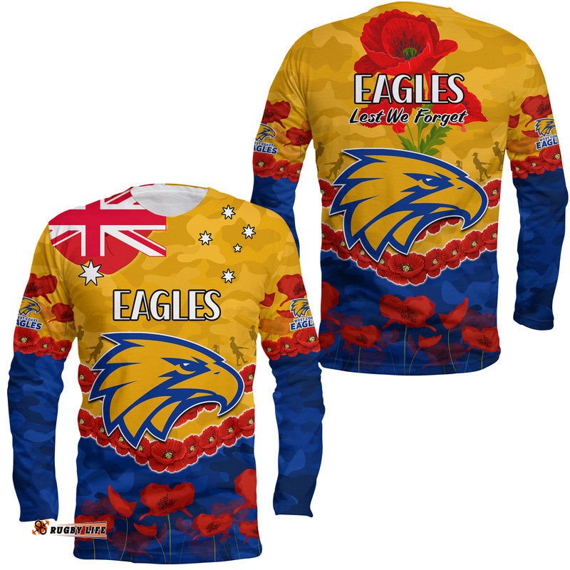 West Coast Eagles Football ANZAC Long Sleeve T-shirt Lest We Forget
