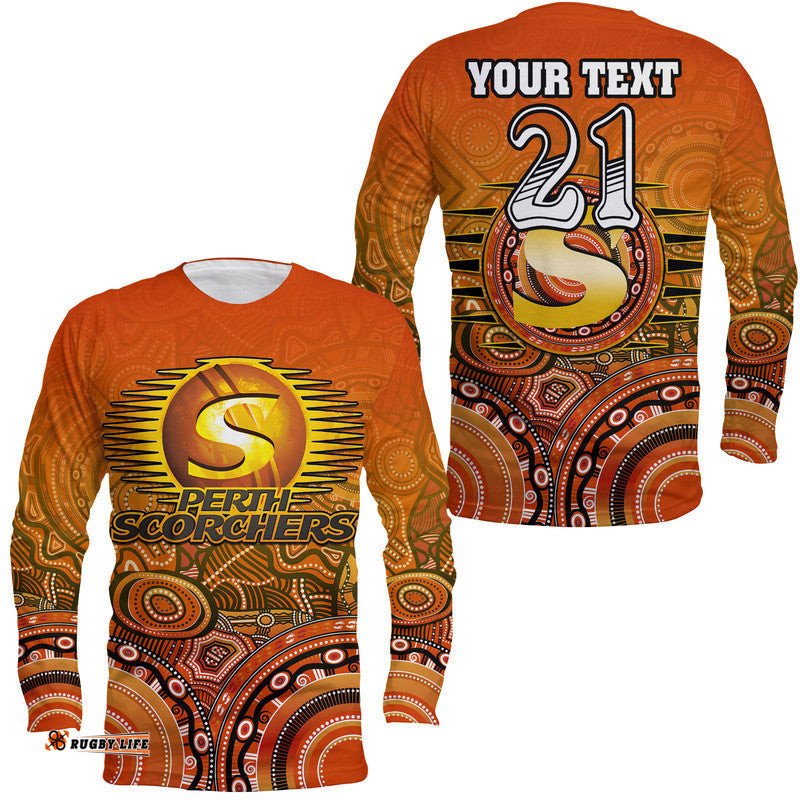 Custom Personalised Perth Scorchers Indigenous Aboriginal Arts Long Sleeve T-shirt