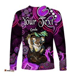 Custom Personalised Australian Astrology Long Sleeve T-shirt Cancer Koala Zodiac Aboriginal Pink