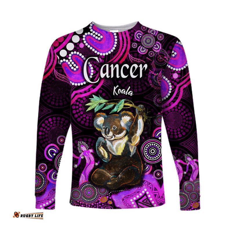 Custom Personalised Australian Astrology Long Sleeve T-shirt Cancer Koala Zodiac Aboriginal Pink