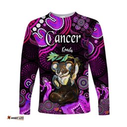 Custom Personalised Australian Astrology Long Sleeve T-shirt Cancer Koala Zodiac Aboriginal Pink