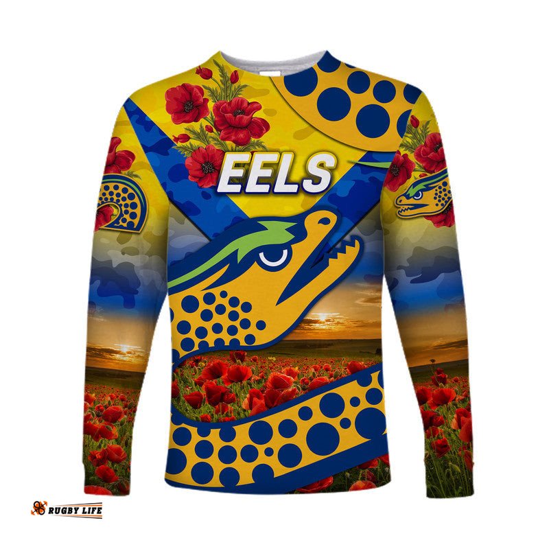 Parramatta Eels ANZAC Long Sleeve T-shirt Poppy Flowers Gold