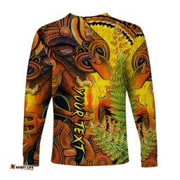 Custom Personalised Hei Tiki Maori Long Sleeve T-shirt Fern Aotearoa Ta Moko Sun
