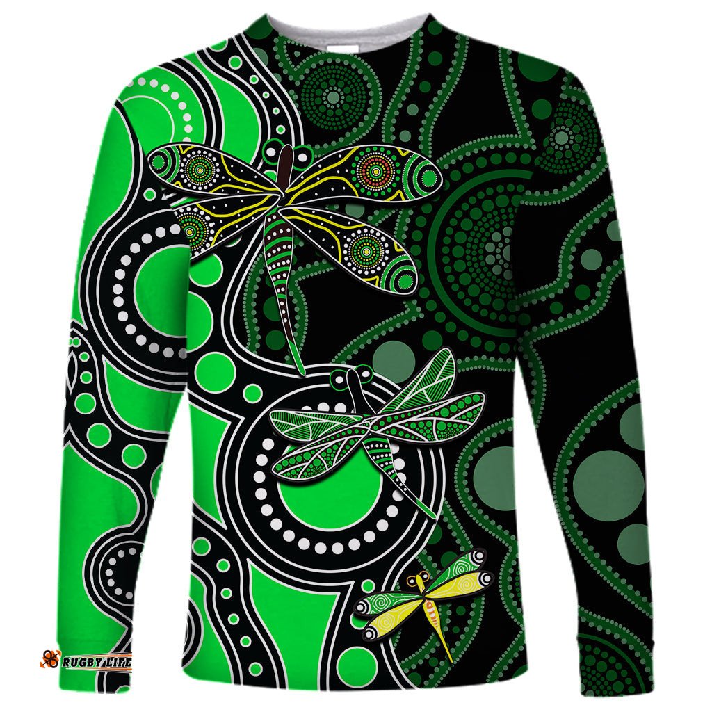 Aboriginal Dragonfly Long Sleeve T-shirt Green Style