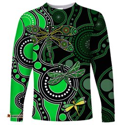 Aboriginal Dragonfly Long Sleeve T-shirt Green Style
