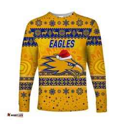 West Coast Eagles Long Sleeve T-shirts Christmas Simple Style Gold