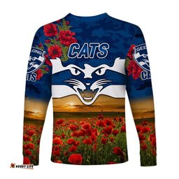 GeelongCats ANZAC Long Sleeve T-shirt Poppy