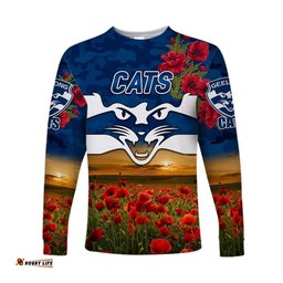 GeelongCats ANZAC Long Sleeve T-shirt Poppy