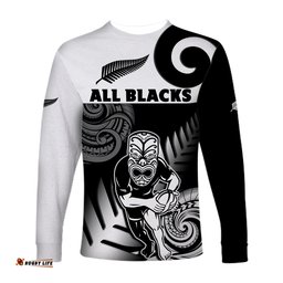 New Zealand Silver Fern Rugby Long Sleeve T-shirt All Black Maori Koru