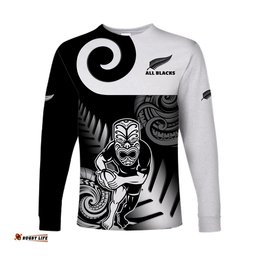 New Zealand Silver Fern Rugby Long Sleeve T-shirt All Black Maori Koru