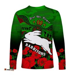 Rabbitohs Rugby ANZAC Long Sleeve T-shirt South Sydney Camouflage Poppy Aboriginal
