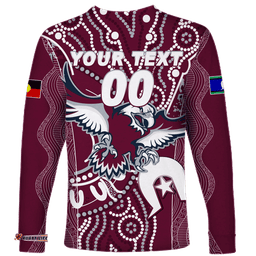 Custom Personalised Sea Eagles Rugby NAIDOC Aboriginal Long Sleeve T-shirt