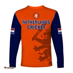 Netherlands Cricket Long Sleeve T-shirt ODI Simple Orange Style