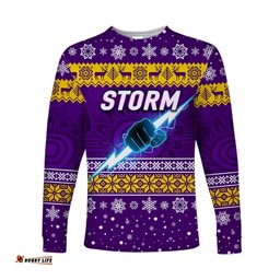 Melbourne Storm Long Sleeve T-shirts Christmas Simple Style Purple