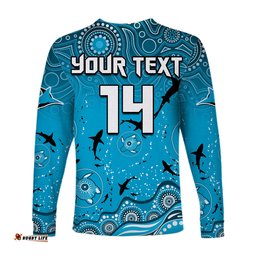 Custom Text And Number Sharks Rugby Long Sleeve T-shirt Go Sharkies Aboriginal Special Version