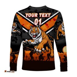 Custom Personalised Wests Tigers ANZAC Long Sleeve T-shirt Simple Style