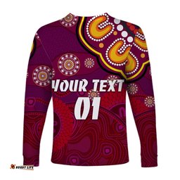 Custom Personalised Queensland Maroons Aboriginal Long Sleeve T-shirt Indigenous