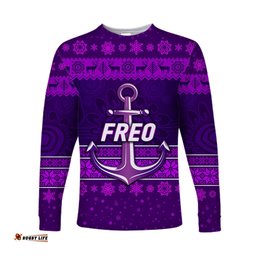 Fremantle Dockers Long Sleeve T-shirts Freo Christmas Simple Style Purple