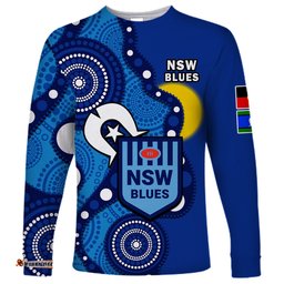 Blues Rugby NAIDOC Long Sleeve T-shirt NSW For Our Elders Indigenous Art