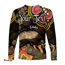 Custom Personalised Australian Astrology Long Sleeve T-shirt Virgo Echidna Zodiac Aboriginal Gold