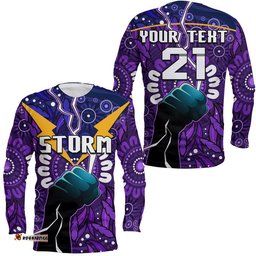 Custom Personalised Storm Rugby Long Sleeve T-shirt Indigenous With Thunder Go Storm