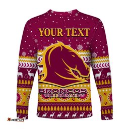 Custom Personalised Broncos Aboriginal Long Sleeve T-shirt Christmas Brisbane