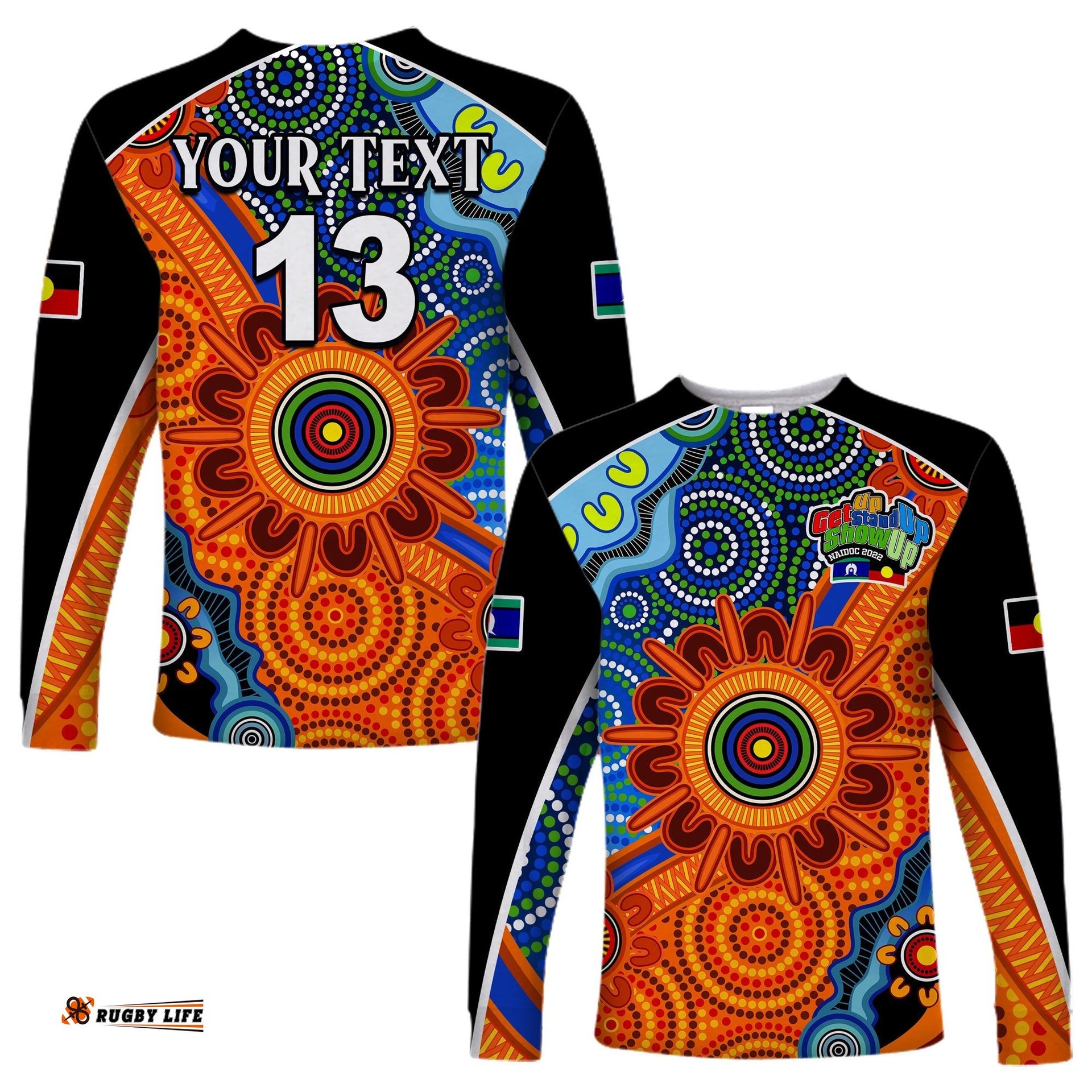 Custom Text and Number NAIDOC Week Long Sleeve T-shirt Aboriginal and Torres Strait Islander Together