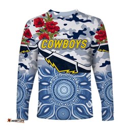 North Queensland Cowboys ANZAC Long Sleeve T-shirt Indigenous White