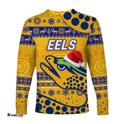 Parramatta Eels Long Sleeve T-shirts Christmas Simple Style Gold