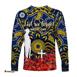 Eels Long Sleeve T-shirts Anzac Day Poppy Flowers With Aboriginal