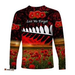 New Zealand Maori ANZAC Long Sleeve T-shirt Poppy Red