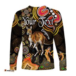 Custom Personalised Australian Astrology Long Sleeve T-shirt Aries Kangaroo Zodiac Aboriginal Gold
