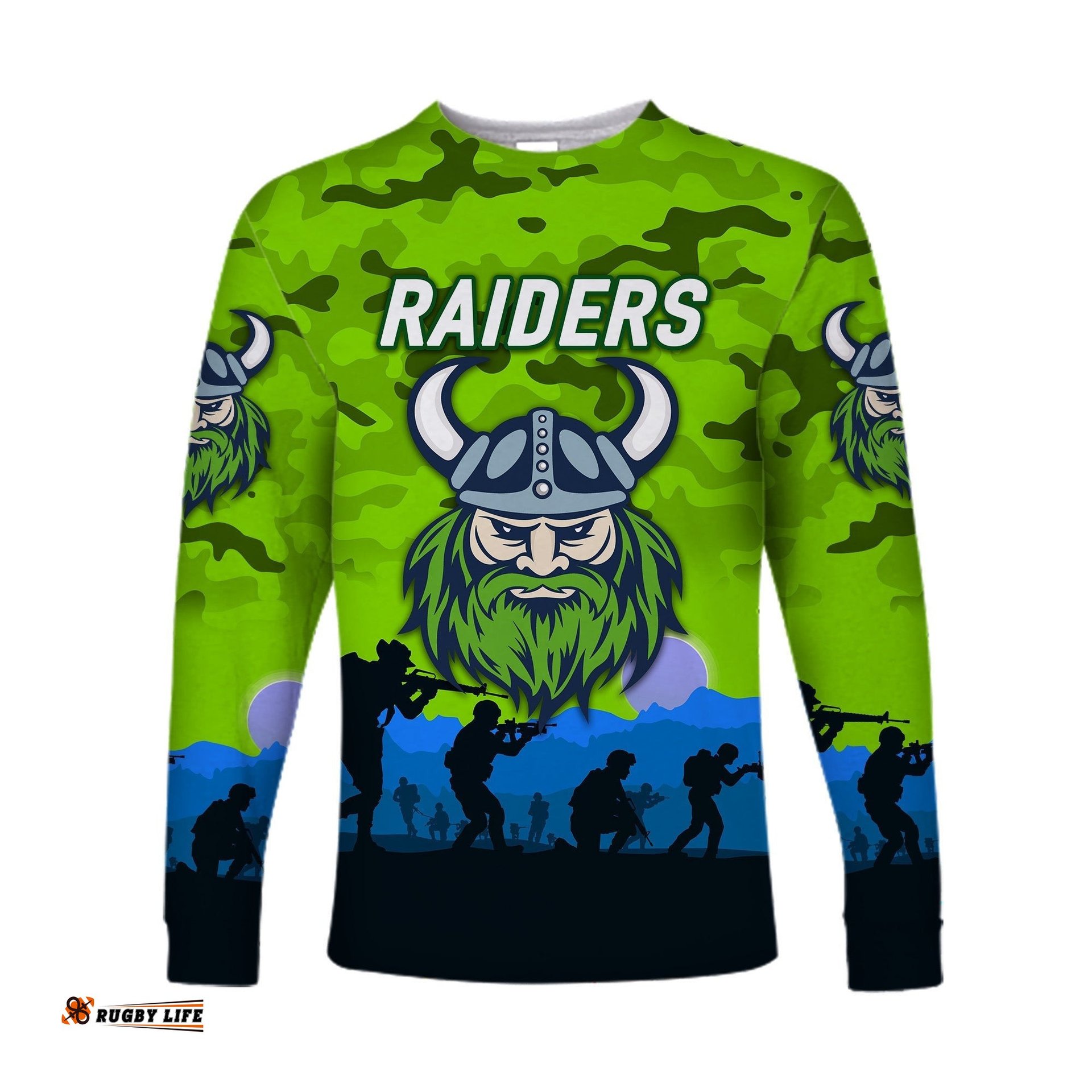 Canberra Raiders ANZAC Long Sleeve T-shirt Simple Style