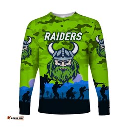 Canberra Raiders ANZAC Long Sleeve T-shirt Simple Style