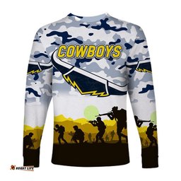 North Queensland Cowboys ANZAC Long Sleeve T-shirt Simple Style White