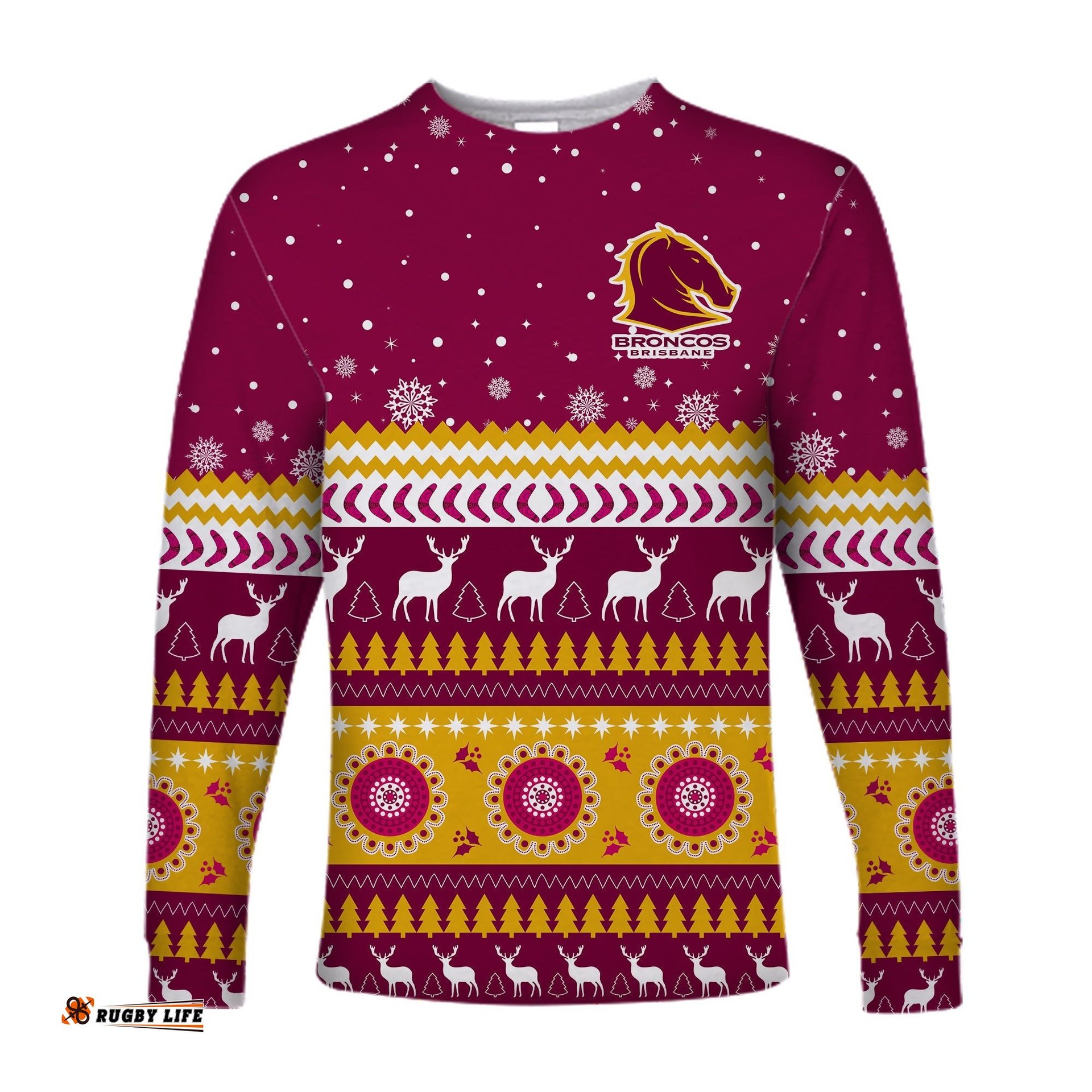 Broncos Aboriginal Long Sleeve T-shirt Christmas Brisbane