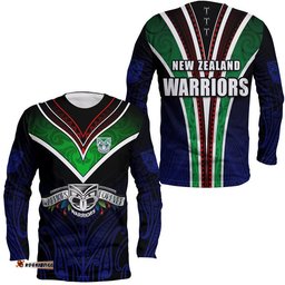 New Zealand Warriors Long Sleeve T-shirt The Warriors Special Maori Silver Fern Style