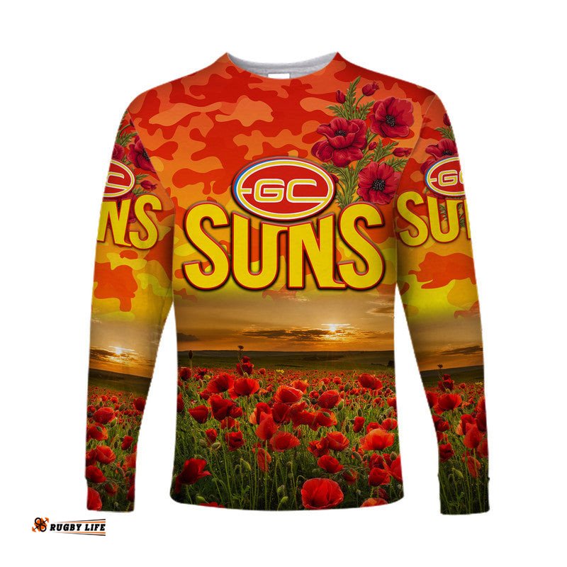 Gold Coast Suns ANZAC Long Sleeve T-shirt Poppy