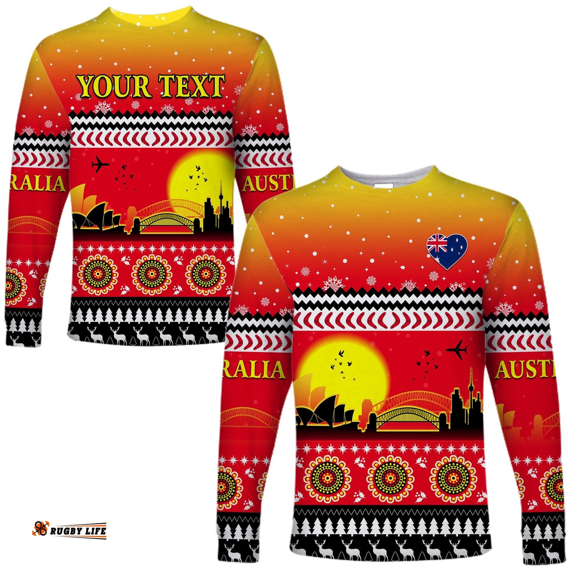 Custom Personalised Australia Christmas Long Sleeve T-shirt Proud Sydney Opera House