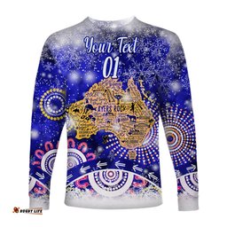Custom Personalised Australia Map Christmas Long Sleeve T-shirt Original Style Blue