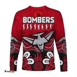 Bombers Anzac Long Sleeve T-shirt Essendon Football Aboriginal Remember Them