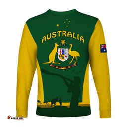 Custom Personalised Australia National Colours Long Sleeve T-shirt Green and Gold